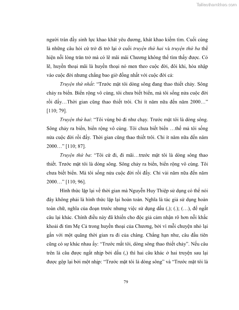 Luận văn thạc sĩ khoa học ngữ văn Không gian và thời gian nghệ thuật trong truyện ngắn Nguyễn Huy Thiệp - 7 Trang 84