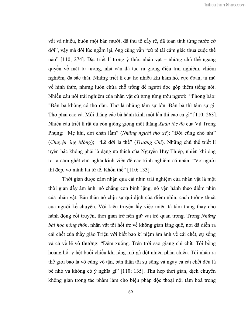 Luận văn thạc sĩ khoa học ngữ văn Không gian và thời gian nghệ thuật trong truyện ngắn Nguyễn Huy Thiệp - 7 Trang 74