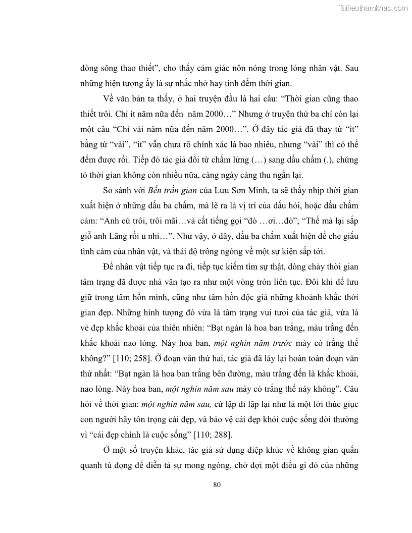 Luận văn thạc sĩ khoa học ngữ văn Không gian và thời gian nghệ thuật trong truyện ngắn Nguyễn Huy Thiệp - 8 Trang 85