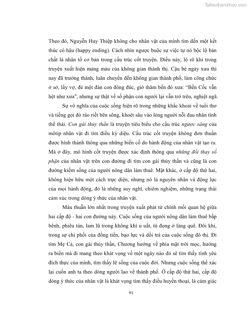 Luận văn thạc sĩ khoa học ngữ văn Không gian và thời gian nghệ thuật trong truyện ngắn Nguyễn Huy Thiệp - 8 Trang 96