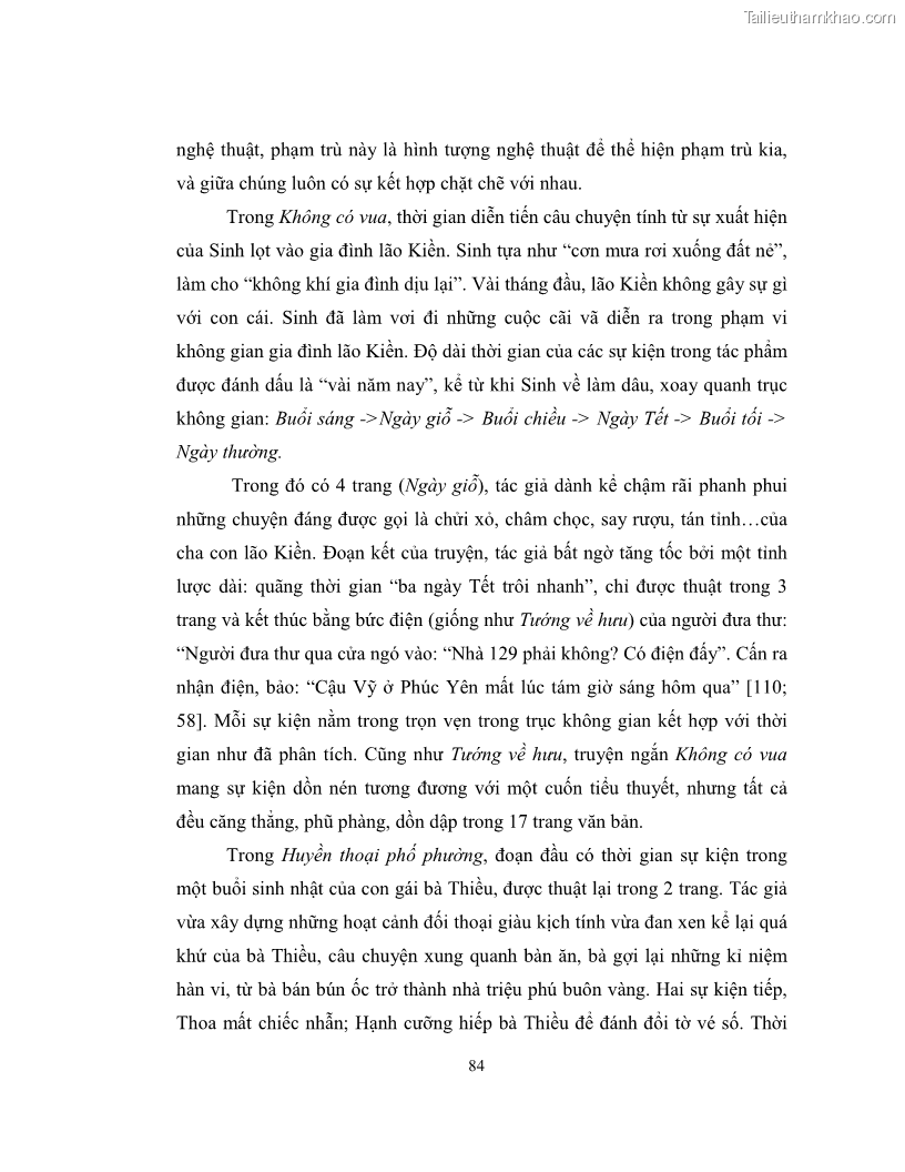 Luận văn thạc sĩ khoa học ngữ văn Không gian và thời gian nghệ thuật trong truyện ngắn Nguyễn Huy Thiệp - 8 Trang 89