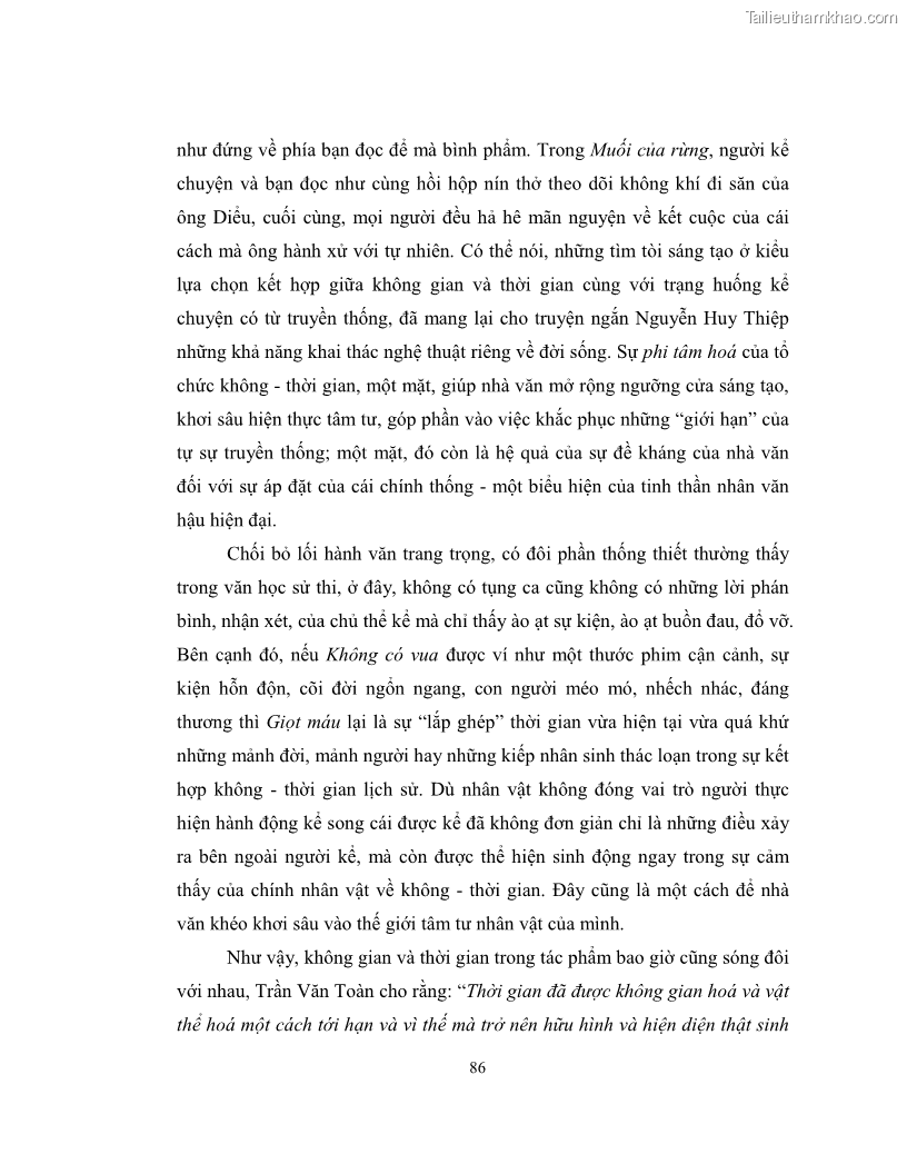 Luận văn thạc sĩ khoa học ngữ văn Không gian và thời gian nghệ thuật trong truyện ngắn Nguyễn Huy Thiệp - 8 Trang 91