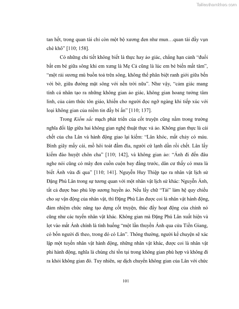 Luận văn thạc sĩ khoa học ngữ văn Không gian và thời gian nghệ thuật trong truyện ngắn Nguyễn Huy Thiệp - 9 Trang 106