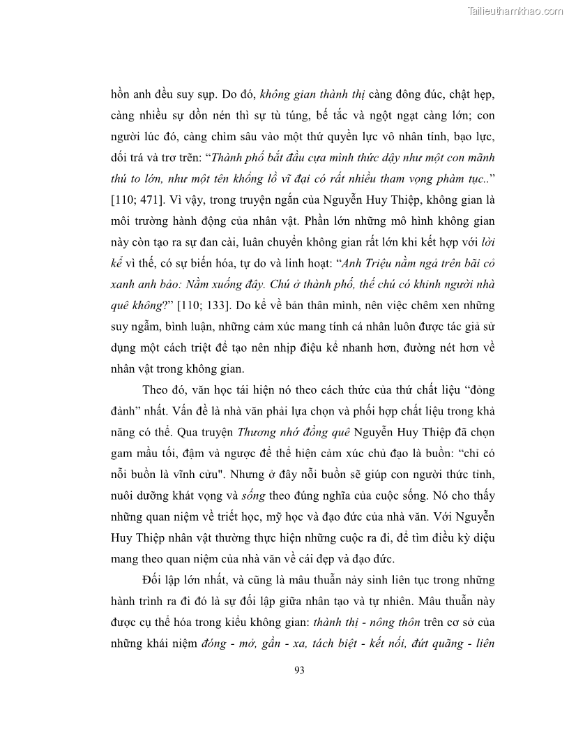 Luận văn thạc sĩ khoa học ngữ văn Không gian và thời gian nghệ thuật trong truyện ngắn Nguyễn Huy Thiệp - 9 Trang 98