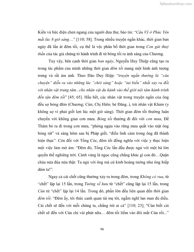 Luận văn thạc sĩ khoa học ngữ văn Không gian và thời gian nghệ thuật trong truyện ngắn Nguyễn Huy Thiệp - 9 Trang 101