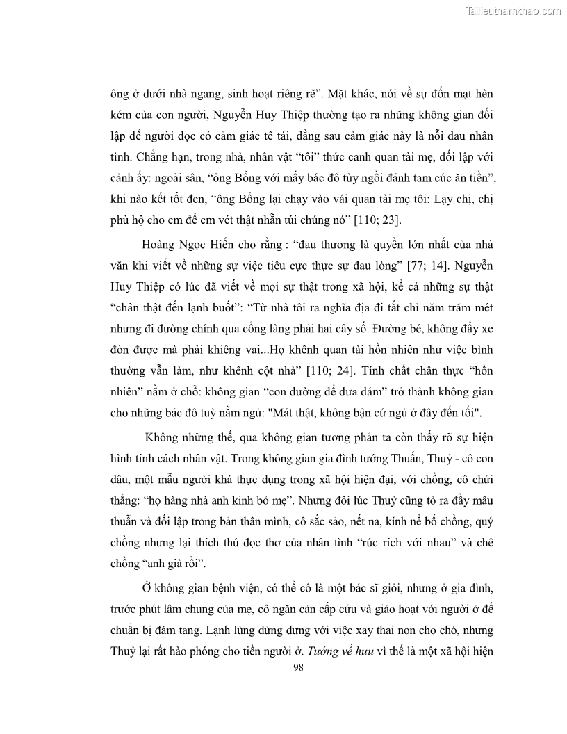 Luận văn thạc sĩ khoa học ngữ văn Không gian và thời gian nghệ thuật trong truyện ngắn Nguyễn Huy Thiệp - 9 Trang 103