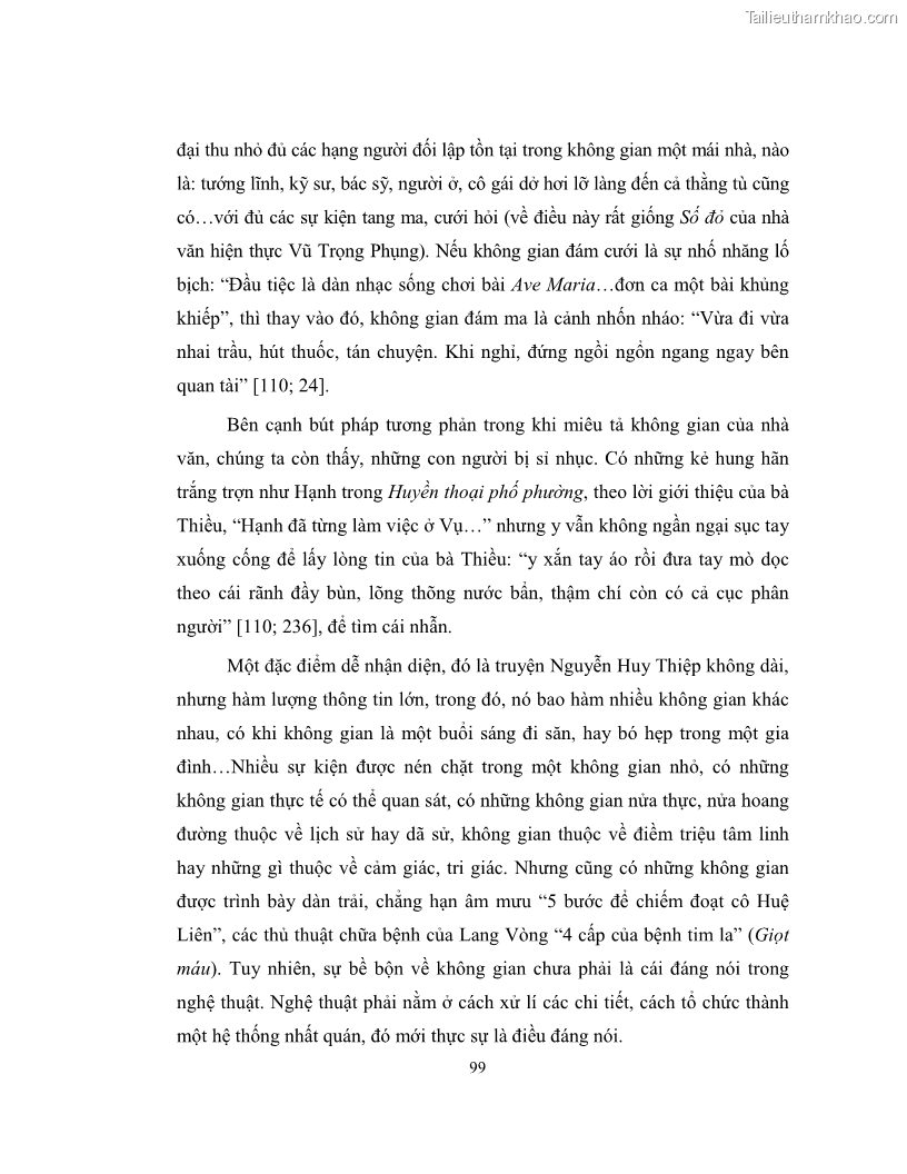 Luận văn thạc sĩ khoa học ngữ văn Không gian và thời gian nghệ thuật trong truyện ngắn Nguyễn Huy Thiệp - 9 Trang 104