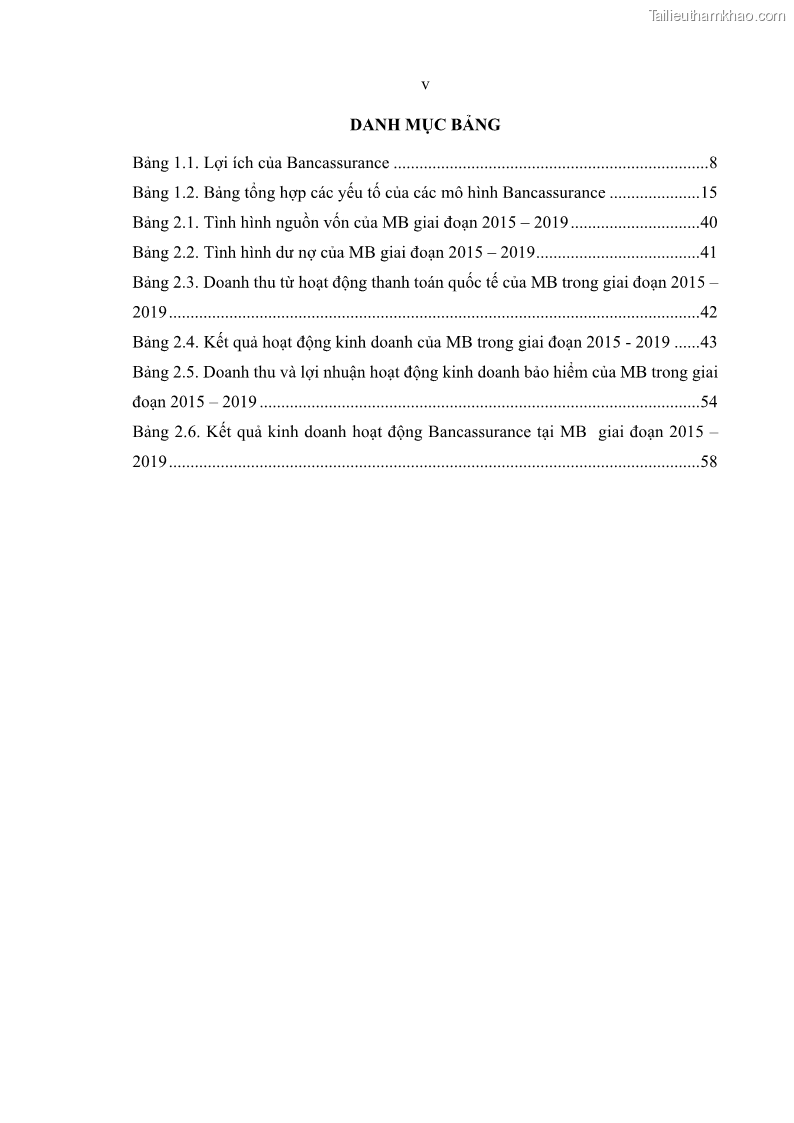 Luận văn thạc sĩ kinh doanh thương mại Phát triển các sản phẩm Bancassurance tại Ngân hàng TMCP Quân đội – MB - 1 Trang 7