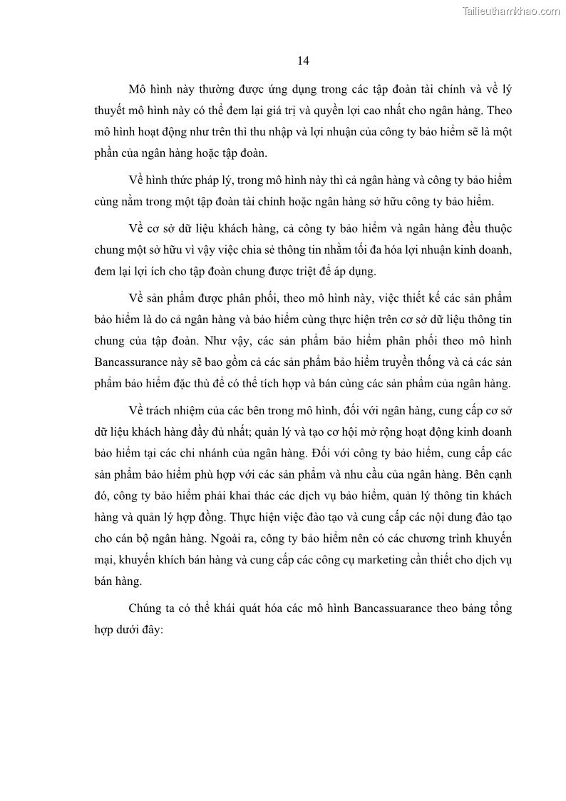 Luận văn thạc sĩ kinh doanh thương mại Phát triển các sản phẩm Bancassurance tại Ngân hàng TMCP Quân đội – MB - 2 Trang 23