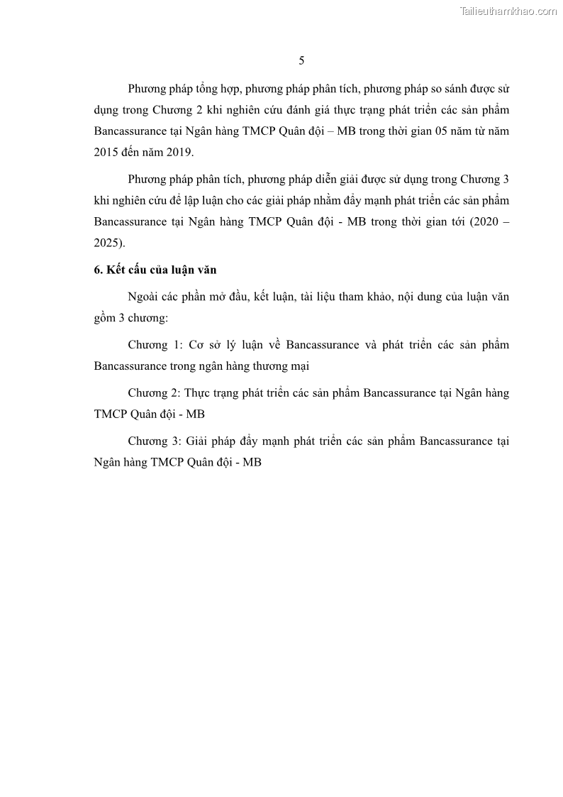 Luận văn thạc sĩ kinh doanh thương mại Phát triển các sản phẩm Bancassurance tại Ngân hàng TMCP Quân đội – MB - 2 Trang 14