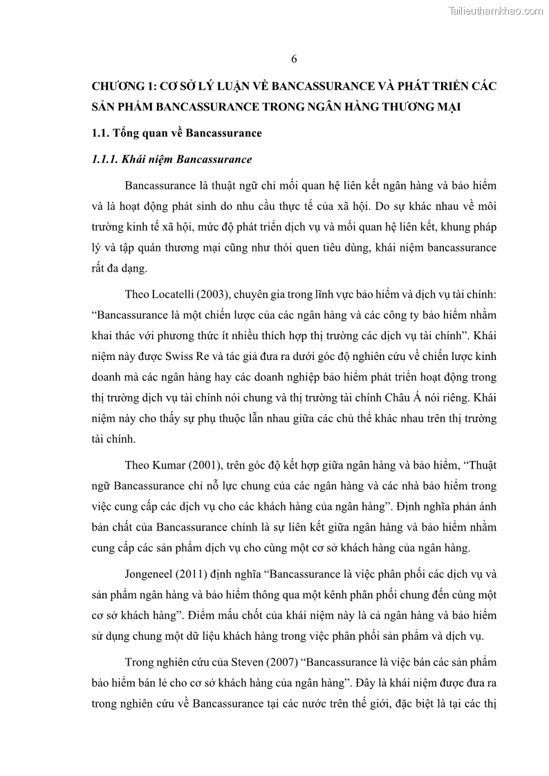 Luận văn thạc sĩ kinh doanh thương mại Phát triển các sản phẩm Bancassurance tại Ngân hàng TMCP Quân đội – MB - 2 Trang 15