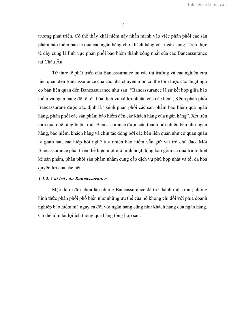 Luận văn thạc sĩ kinh doanh thương mại Phát triển các sản phẩm Bancassurance tại Ngân hàng TMCP Quân đội – MB - 2 Trang 16