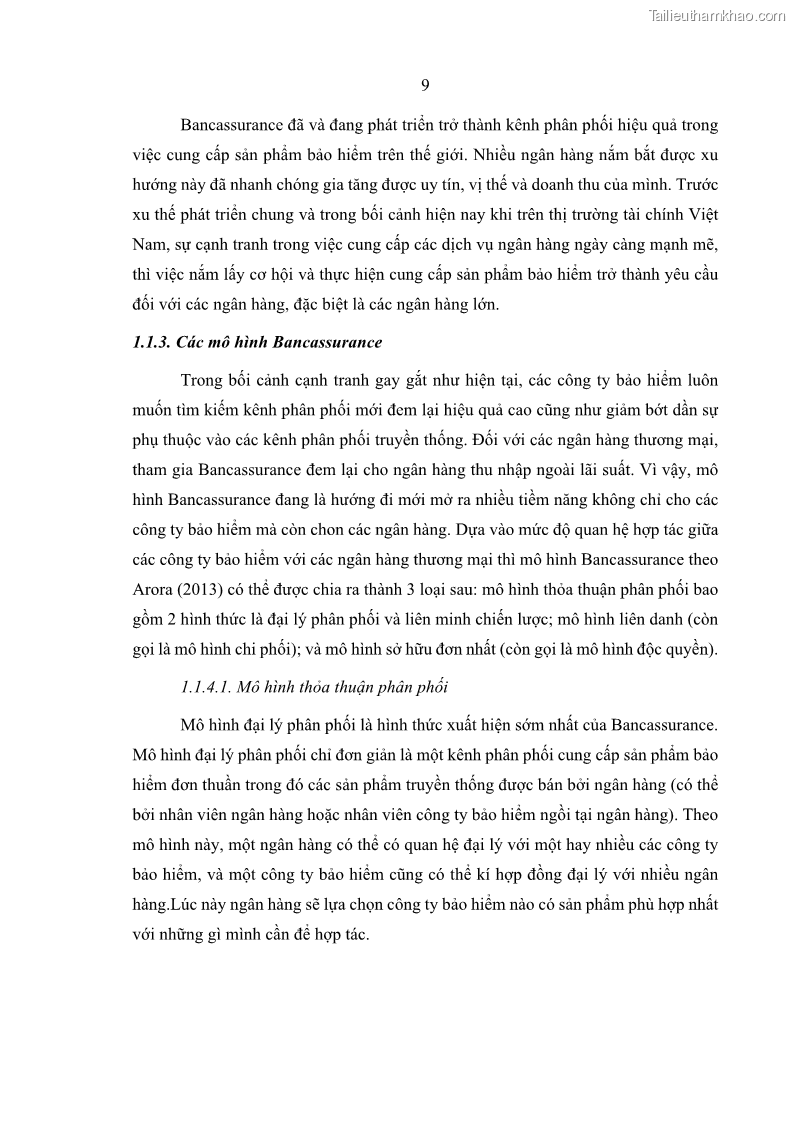 Luận văn thạc sĩ kinh doanh thương mại Phát triển các sản phẩm Bancassurance tại Ngân hàng TMCP Quân đội – MB - 2 Trang 18