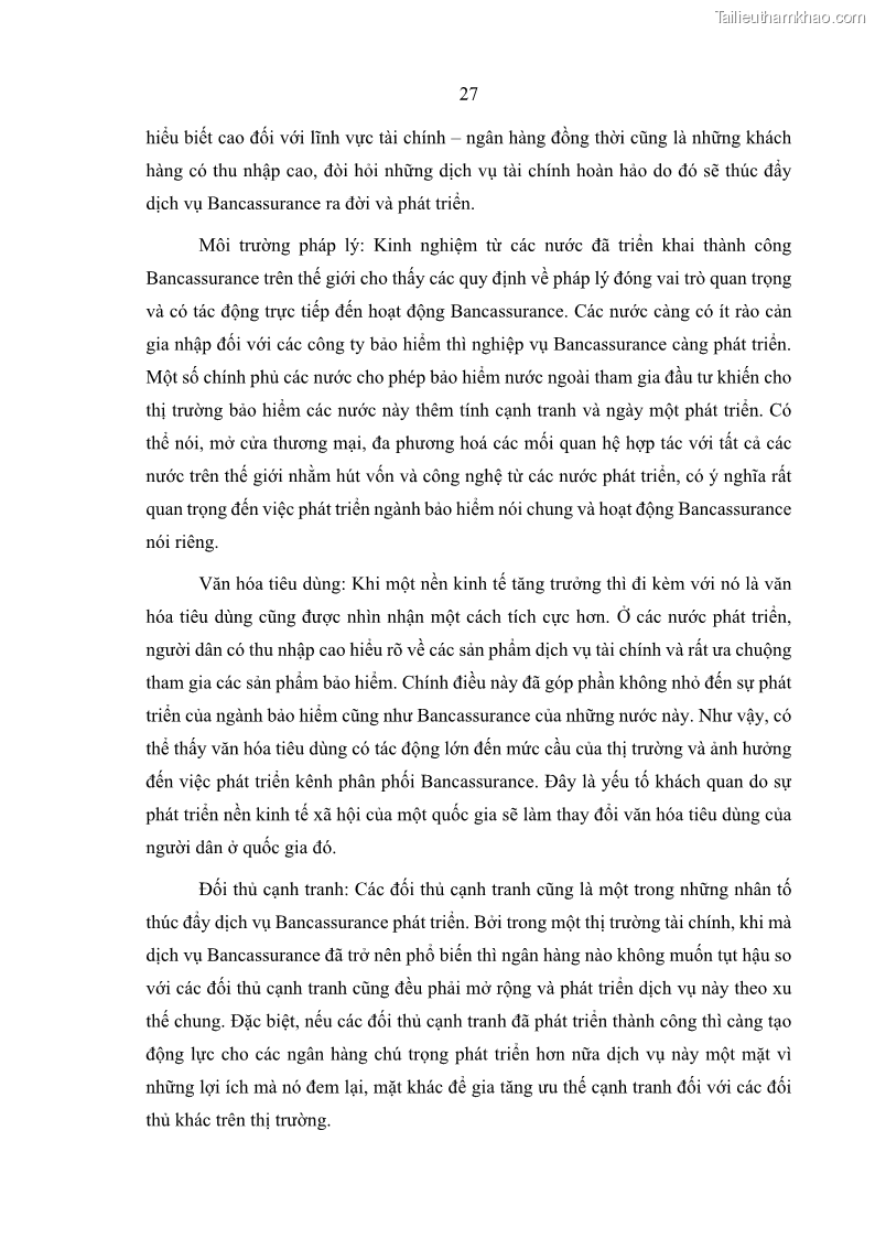 Luận văn thạc sĩ kinh doanh thương mại Phát triển các sản phẩm Bancassurance tại Ngân hàng TMCP Quân đội – MB - 3 Trang 36