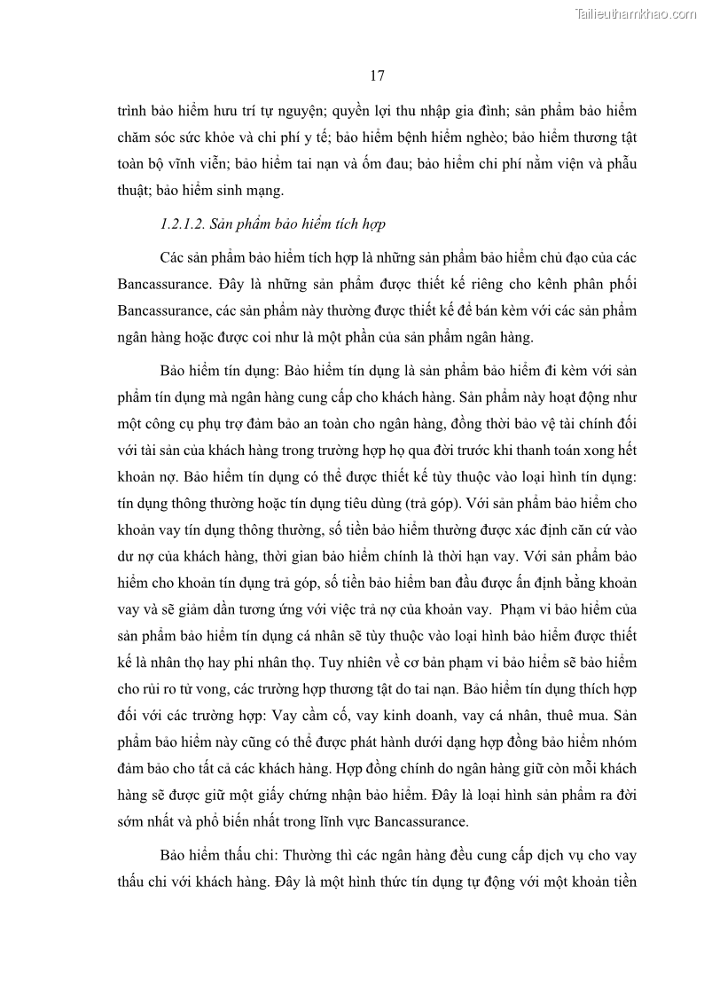Luận văn thạc sĩ kinh doanh thương mại Phát triển các sản phẩm Bancassurance tại Ngân hàng TMCP Quân đội – MB - 3 Trang 26