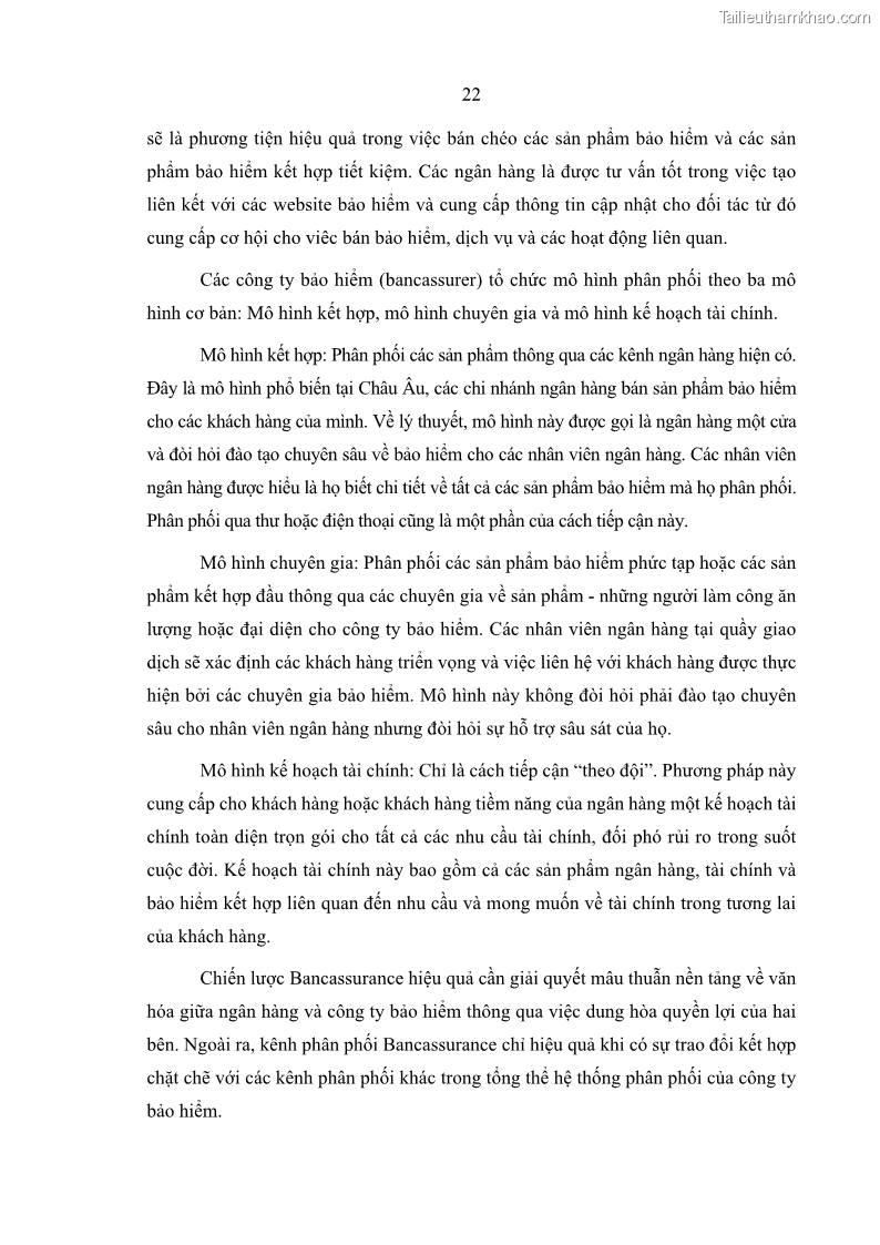 Luận văn thạc sĩ kinh doanh thương mại Phát triển các sản phẩm Bancassurance tại Ngân hàng TMCP Quân đội – MB - 3 Trang 31