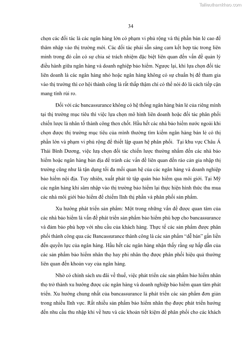 Luận văn thạc sĩ kinh doanh thương mại Phát triển các sản phẩm Bancassurance tại Ngân hàng TMCP Quân đội – MB - 4 Trang 43