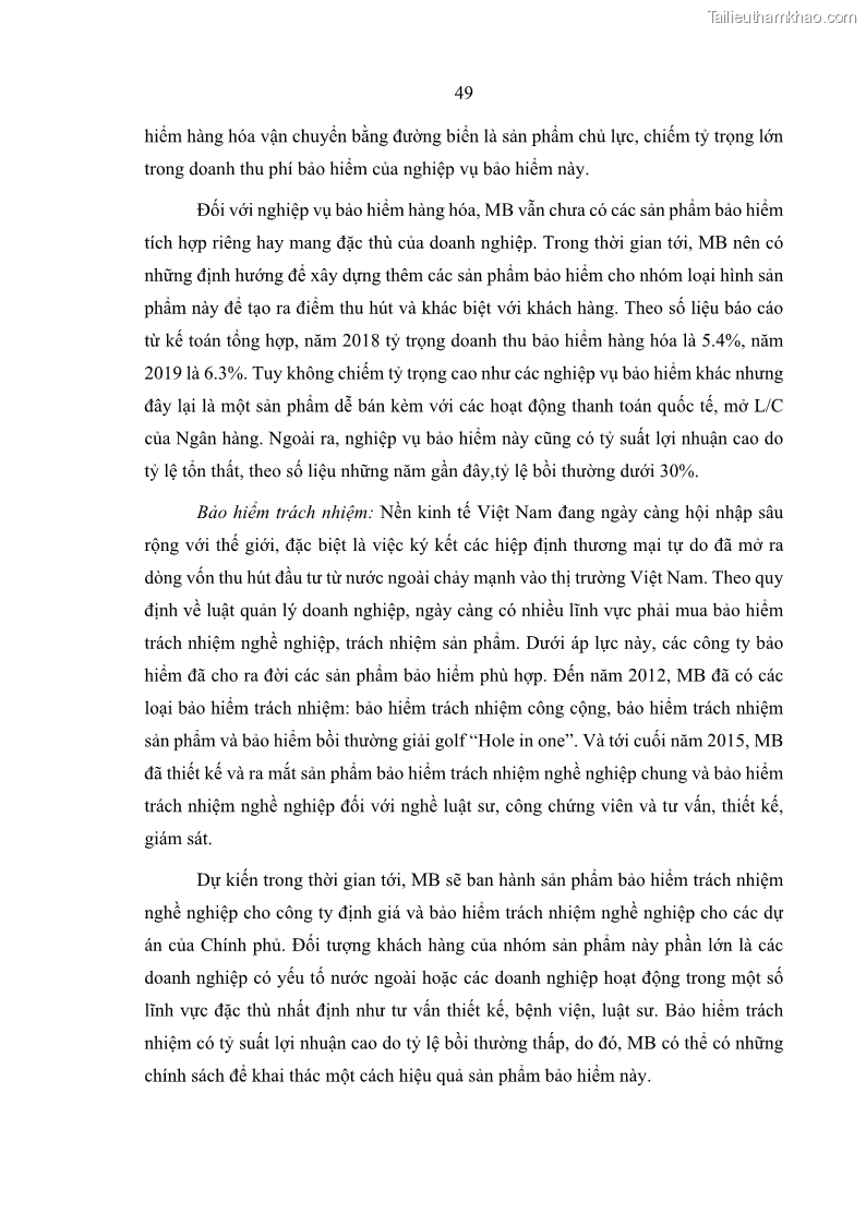 Luận văn thạc sĩ kinh doanh thương mại Phát triển các sản phẩm Bancassurance tại Ngân hàng TMCP Quân đội – MB - 5 Trang 58