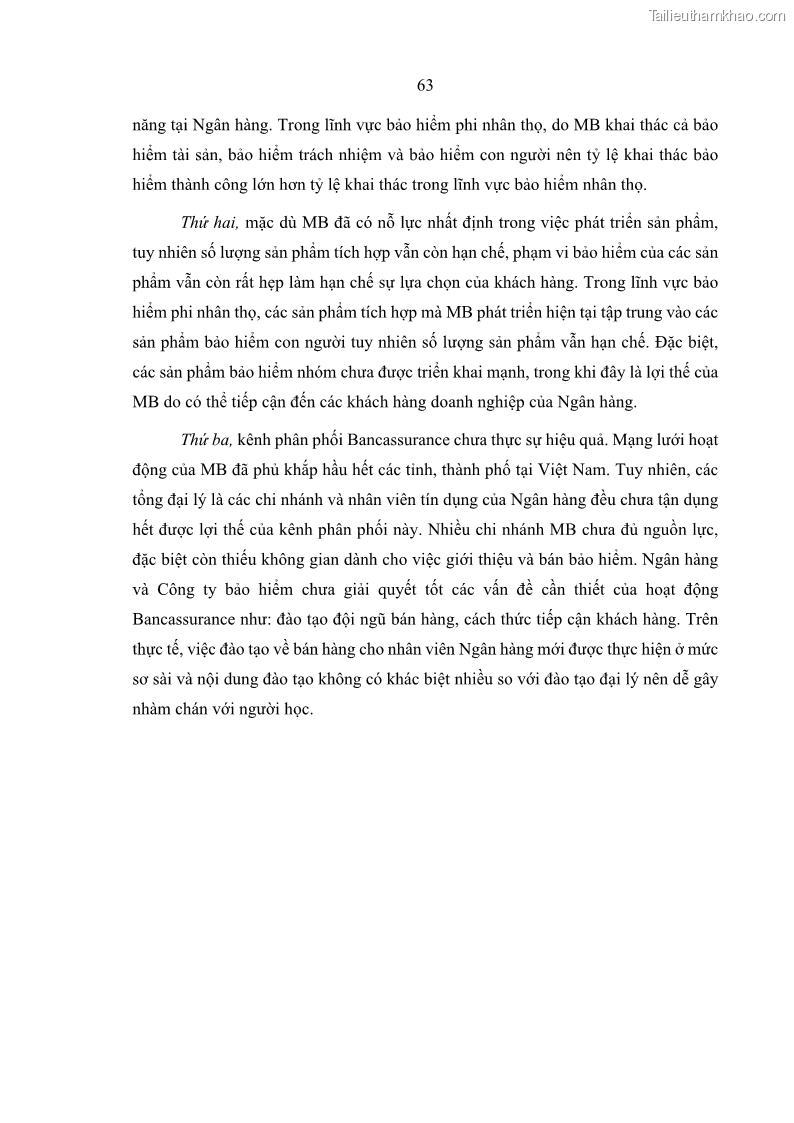 Luận văn thạc sĩ kinh doanh thương mại Phát triển các sản phẩm Bancassurance tại Ngân hàng TMCP Quân đội – MB - 6 Trang 72