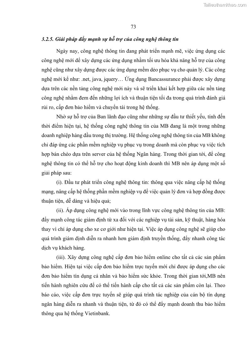 Luận văn thạc sĩ kinh doanh thương mại Phát triển các sản phẩm Bancassurance tại Ngân hàng TMCP Quân đội – MB - 7 Trang 82