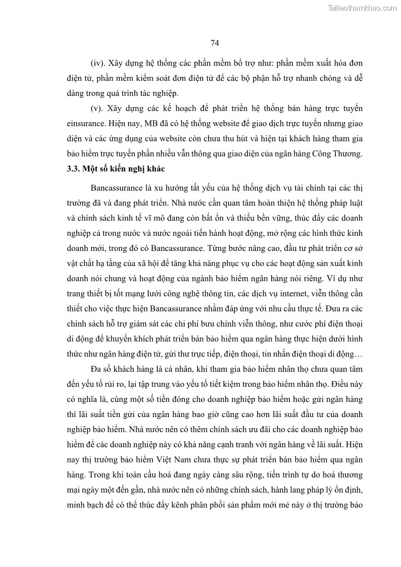 Luận văn thạc sĩ kinh doanh thương mại Phát triển các sản phẩm Bancassurance tại Ngân hàng TMCP Quân đội – MB - 7 Trang 83