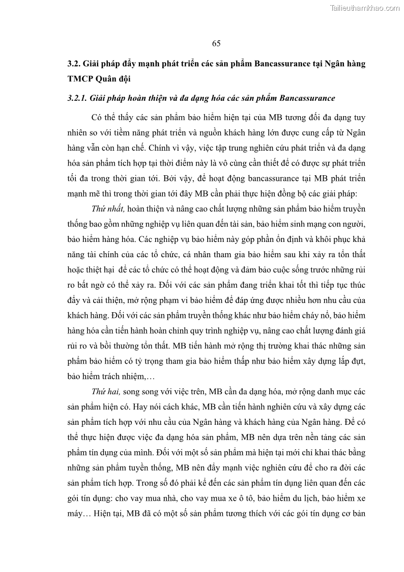 Luận văn thạc sĩ kinh doanh thương mại Phát triển các sản phẩm Bancassurance tại Ngân hàng TMCP Quân đội – MB - 7 Trang 74