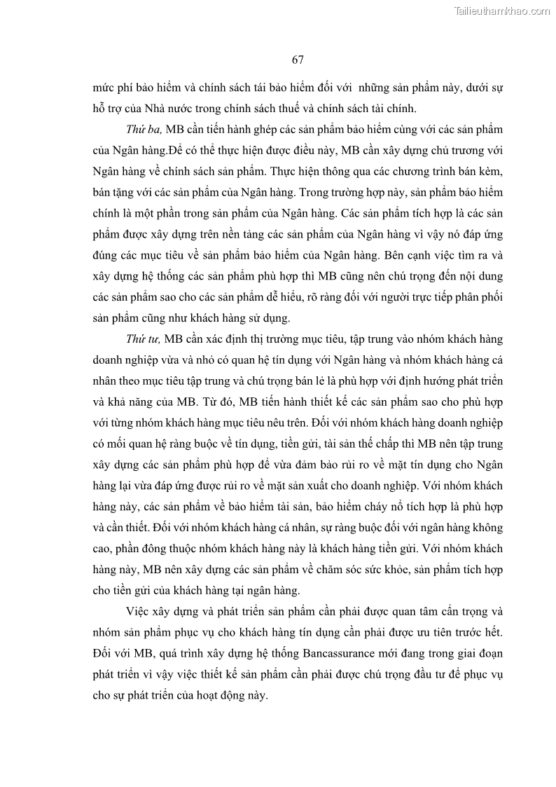 Luận văn thạc sĩ kinh doanh thương mại Phát triển các sản phẩm Bancassurance tại Ngân hàng TMCP Quân đội – MB - 7 Trang 76