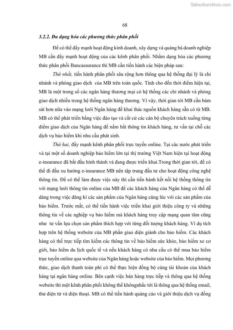 Luận văn thạc sĩ kinh doanh thương mại Phát triển các sản phẩm Bancassurance tại Ngân hàng TMCP Quân đội – MB - 7 Trang 77
