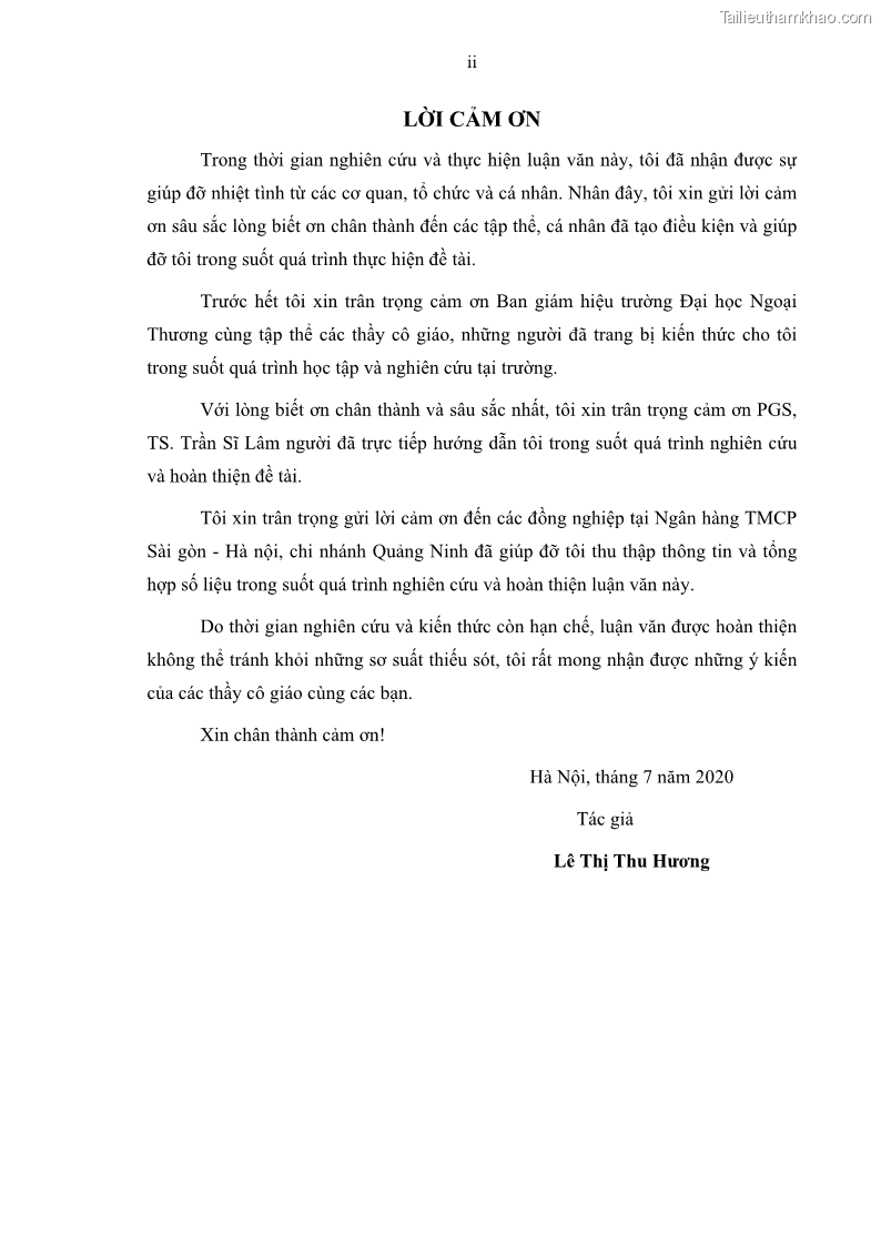 Luận văn thạc sĩ kinh doanh thương mại Quản lý rủi ro tín dụng khách hàng cá nhân tại Ngân hàng Sài gòn Hà Nội- SHB Chi nhánh Quảng Ninh - 1 Trang 4