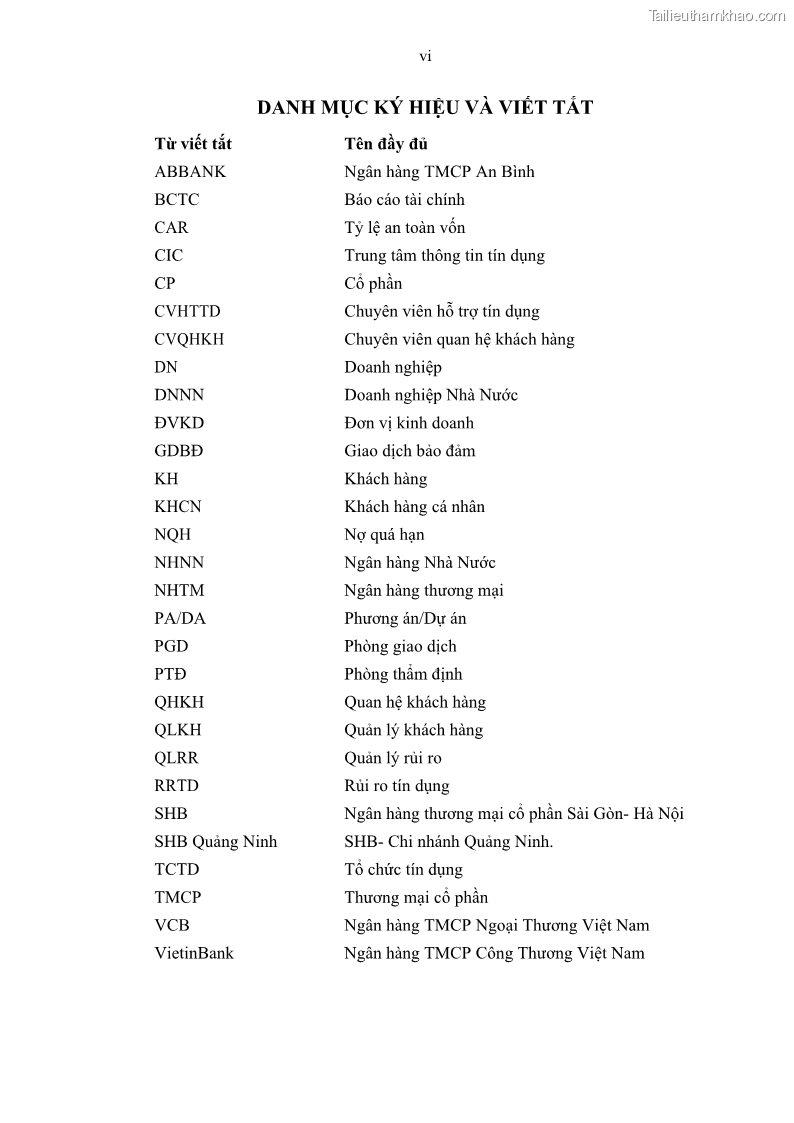Luận văn thạc sĩ kinh doanh thương mại Quản lý rủi ro tín dụng khách hàng cá nhân tại Ngân hàng Sài gòn Hà Nội- SHB Chi nhánh Quảng Ninh - 1 Trang 8