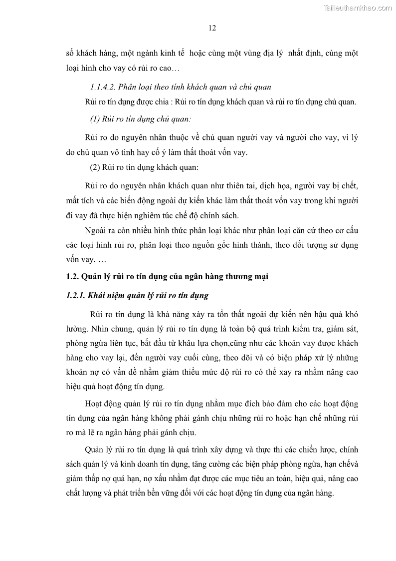 Luận văn thạc sĩ kinh doanh thương mại Quản lý rủi ro tín dụng khách hàng cá nhân tại Ngân hàng Sài gòn Hà Nội- SHB Chi nhánh Quảng Ninh - 2 Trang 23