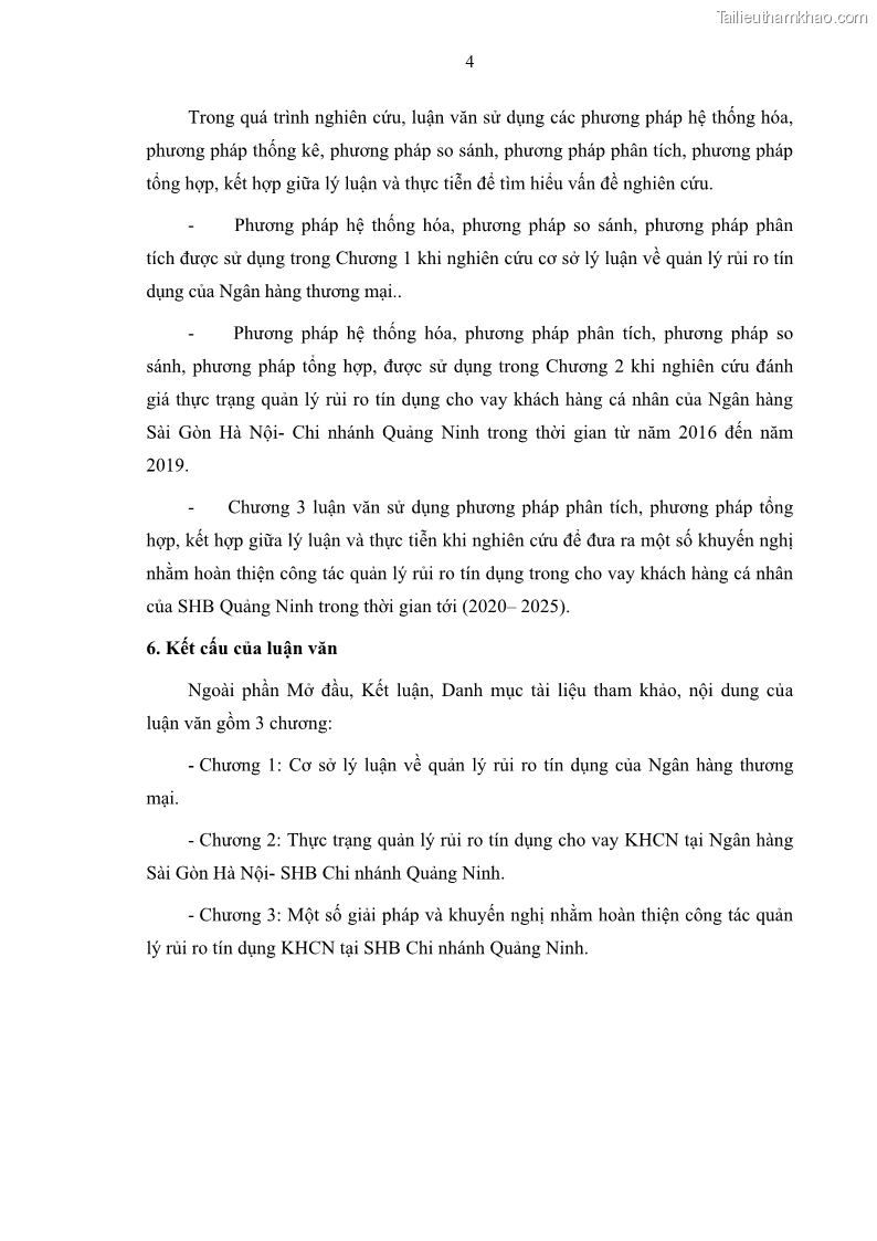 Luận văn thạc sĩ kinh doanh thương mại Quản lý rủi ro tín dụng khách hàng cá nhân tại Ngân hàng Sài gòn Hà Nội- SHB Chi nhánh Quảng Ninh - 2 Trang 15