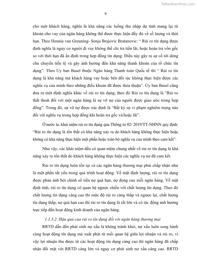 Luận văn thạc sĩ kinh doanh thương mại Quản lý rủi ro tín dụng khách hàng cá nhân tại Ngân hàng Sài gòn Hà Nội- SHB Chi nhánh Quảng Ninh - 2 Trang 20