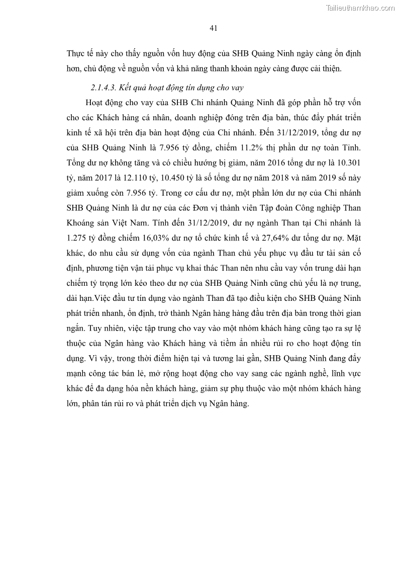 Luận văn thạc sĩ kinh doanh thương mại Quản lý rủi ro tín dụng khách hàng cá nhân tại Ngân hàng Sài gòn Hà Nội- SHB Chi nhánh Quảng Ninh - 5 Trang 52