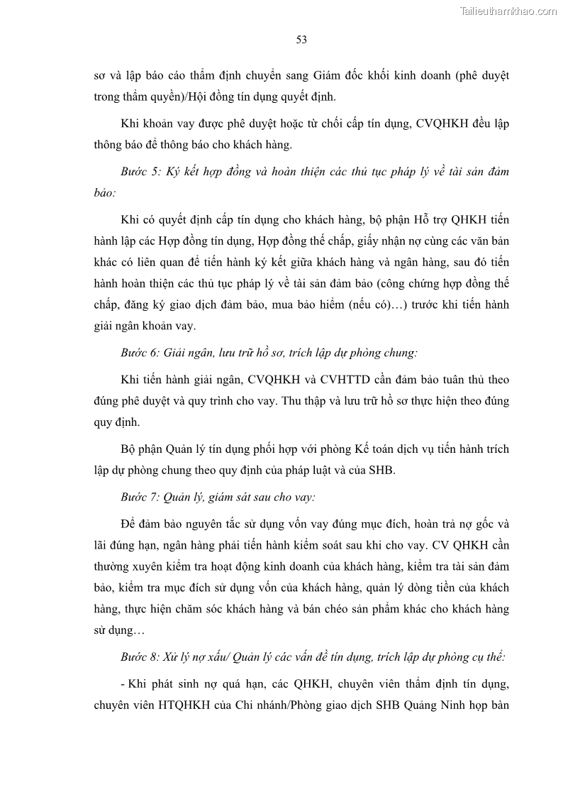 Luận văn thạc sĩ kinh doanh thương mại Quản lý rủi ro tín dụng khách hàng cá nhân tại Ngân hàng Sài gòn Hà Nội- SHB Chi nhánh Quảng Ninh - 6 Trang 64