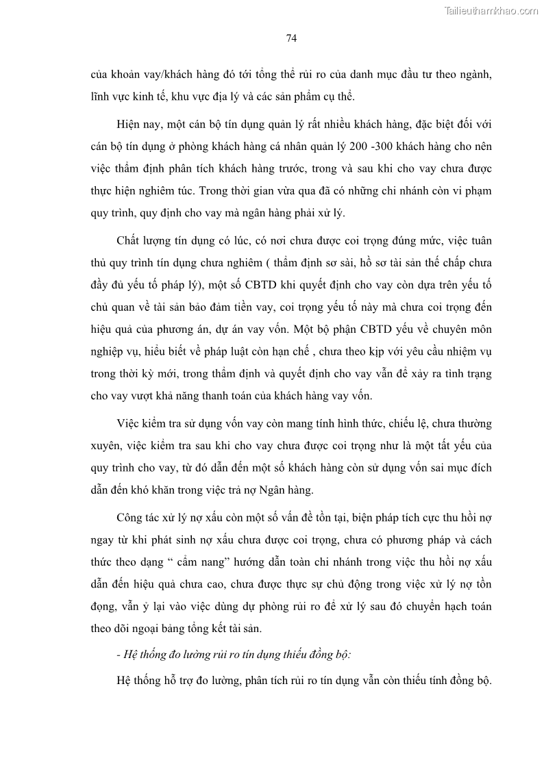 Luận văn thạc sĩ kinh doanh thương mại Quản lý rủi ro tín dụng khách hàng cá nhân tại Ngân hàng Sài gòn Hà Nội- SHB Chi nhánh Quảng Ninh - 8 Trang 85