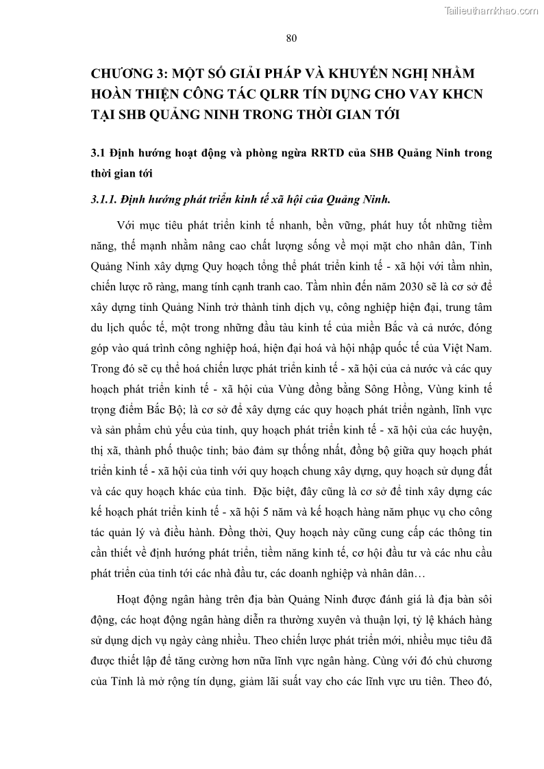 Luận văn thạc sĩ kinh doanh thương mại Quản lý rủi ro tín dụng khách hàng cá nhân tại Ngân hàng Sài gòn Hà Nội- SHB Chi nhánh Quảng Ninh - 8 Trang 91