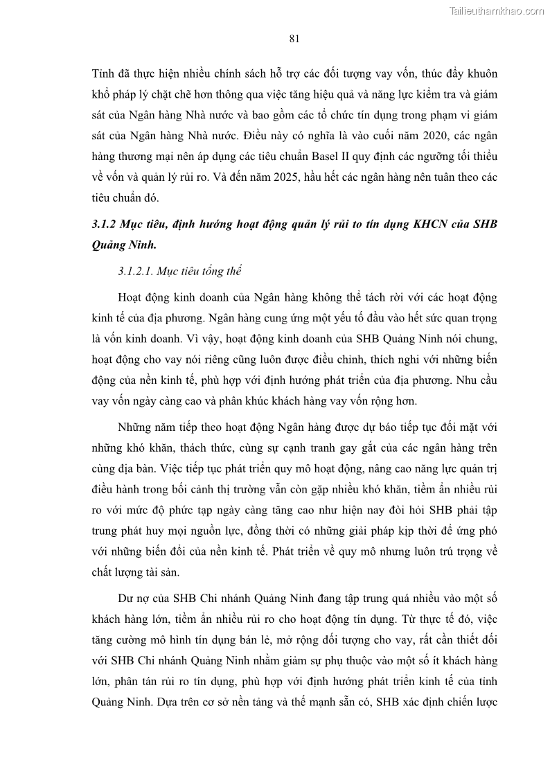 Luận văn thạc sĩ kinh doanh thương mại Quản lý rủi ro tín dụng khách hàng cá nhân tại Ngân hàng Sài gòn Hà Nội- SHB Chi nhánh Quảng Ninh - 8 Trang 92