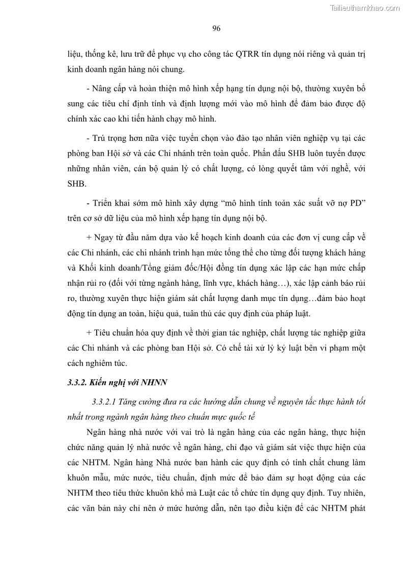 Luận văn thạc sĩ kinh doanh thương mại Quản lý rủi ro tín dụng khách hàng cá nhân tại Ngân hàng Sài gòn Hà Nội- SHB Chi nhánh Quảng Ninh - 9 Trang 107