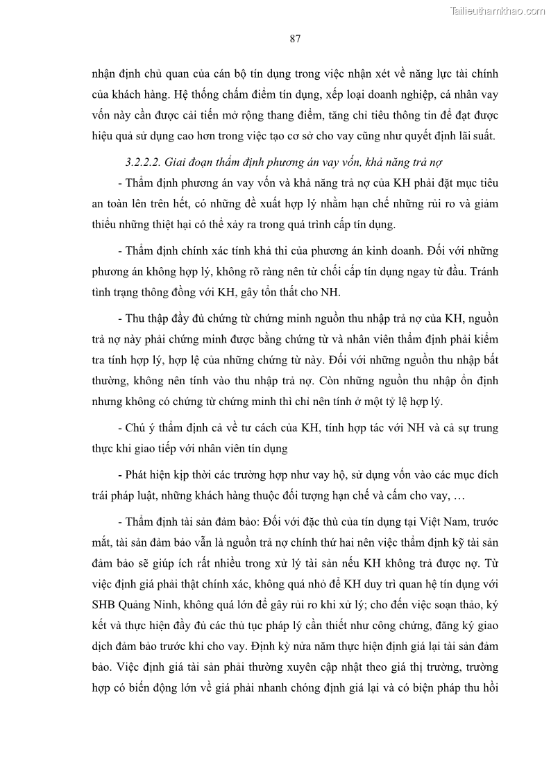 Luận văn thạc sĩ kinh doanh thương mại Quản lý rủi ro tín dụng khách hàng cá nhân tại Ngân hàng Sài gòn Hà Nội- SHB Chi nhánh Quảng Ninh - 9 Trang 98
