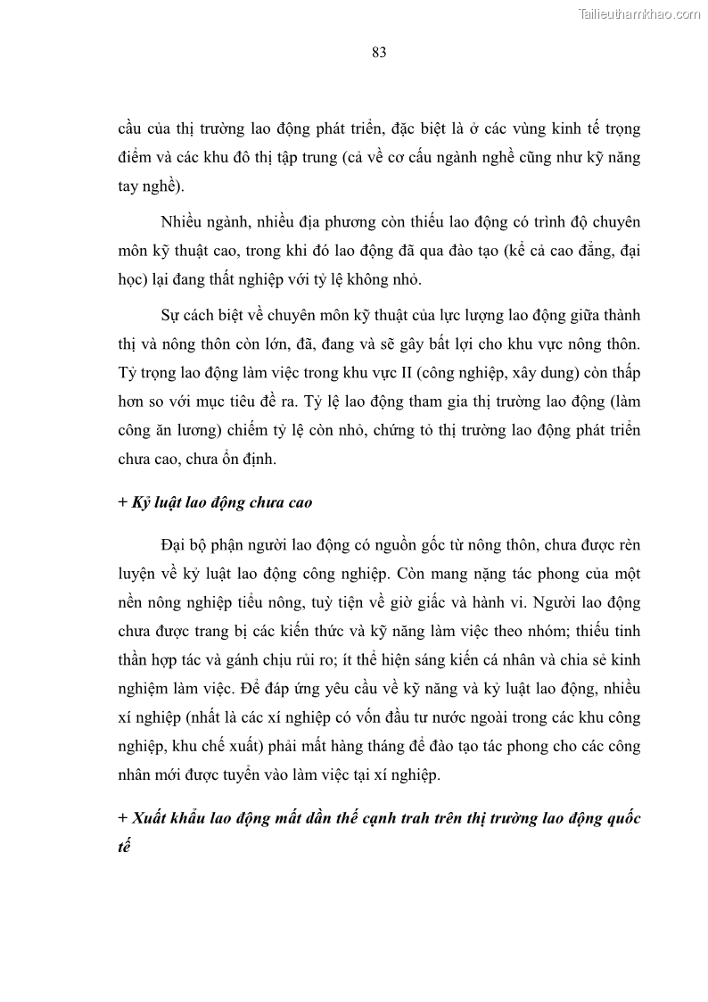 Luận văn thạc sĩ luật học Bảo vệ quyền lợi lao động nữ trong Pháp luật lao động Việt Nam - 7 Trang 83