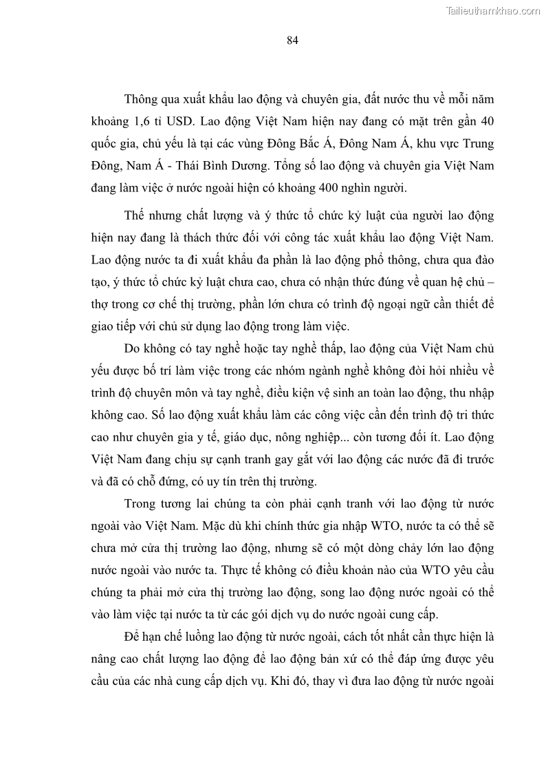 Luận văn thạc sĩ luật học Bảo vệ quyền lợi lao động nữ trong Pháp luật lao động Việt Nam - 7 Trang 84