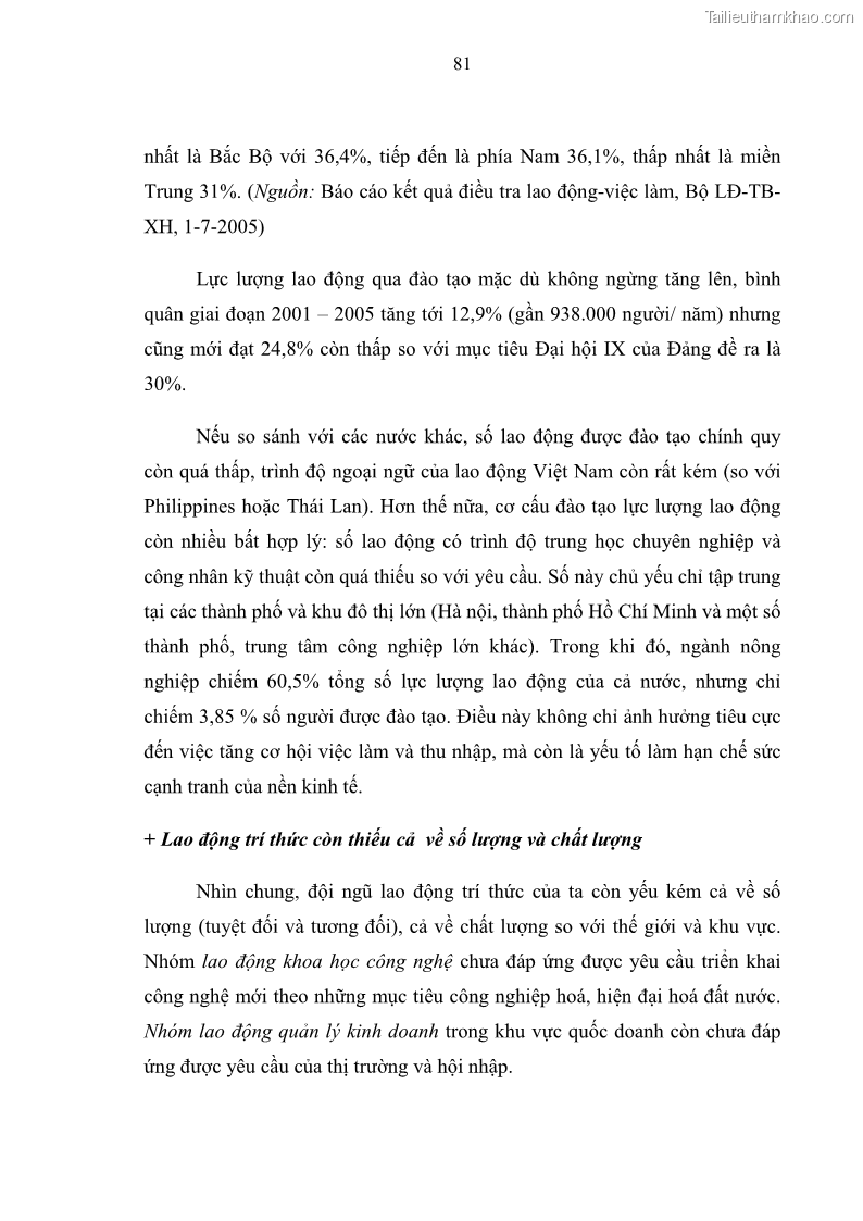 Luận văn thạc sĩ luật học Bảo vệ quyền lợi lao động nữ trong Pháp luật lao động Việt Nam - 7 Trang 81