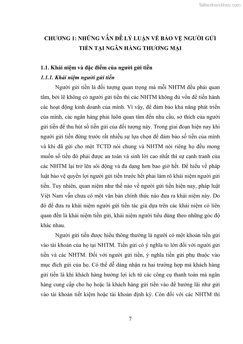 Luận văn thạc sĩ luật học Bảo vệ quyền lợi người gửi tiền tại ngân hàng thương mại theo pháp luật Việt Nam - 1 Trang 12