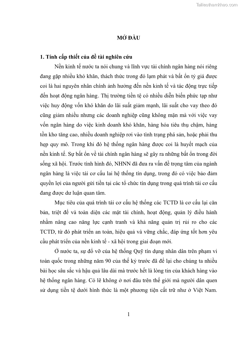 Luận văn thạc sĩ luật học Bảo vệ quyền lợi người gửi tiền tại ngân hàng thương mại theo pháp luật Việt Nam - 1 Trang 6