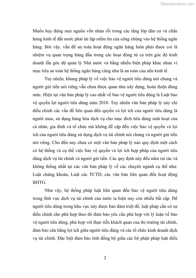 Luận văn thạc sĩ luật học Bảo vệ quyền lợi người gửi tiền tại ngân hàng thương mại theo pháp luật Việt Nam - 1 Trang 7