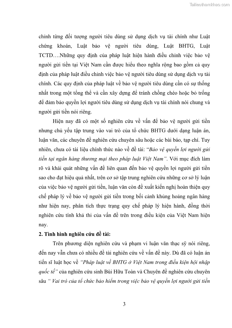 Luận văn thạc sĩ luật học Bảo vệ quyền lợi người gửi tiền tại ngân hàng thương mại theo pháp luật Việt Nam - 1 Trang 8
