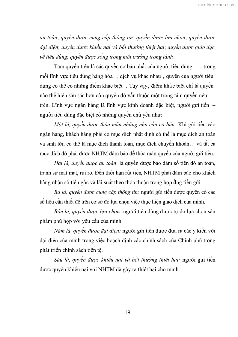 Luận văn thạc sĩ luật học Bảo vệ quyền lợi người gửi tiền tại ngân hàng thương mại theo pháp luật Việt Nam - 2 Trang 24