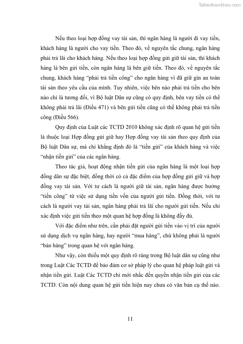 Luận văn thạc sĩ luật học Bảo vệ quyền lợi người gửi tiền tại ngân hàng thương mại theo pháp luật Việt Nam - 2 Trang 16