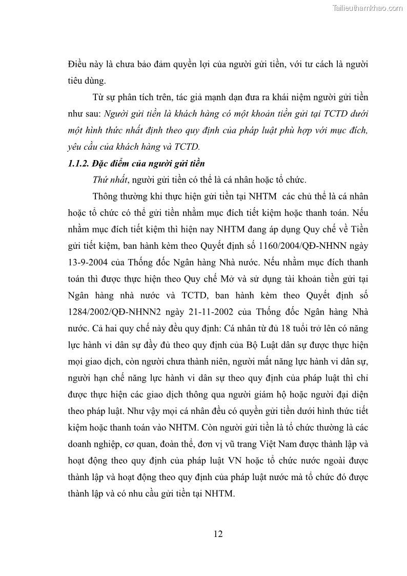 Luận văn thạc sĩ luật học Bảo vệ quyền lợi người gửi tiền tại ngân hàng thương mại theo pháp luật Việt Nam - 2 Trang 17